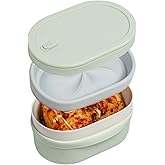 Ceramic Bento Lunch Box with Silicone Lid & Compartment Divider for Adults, Reusable Airtight Meal Prep Food Storage, Sandwich, Snack, Salad Container, Microwave Oven Safe (Mint, 30.4 Oz)