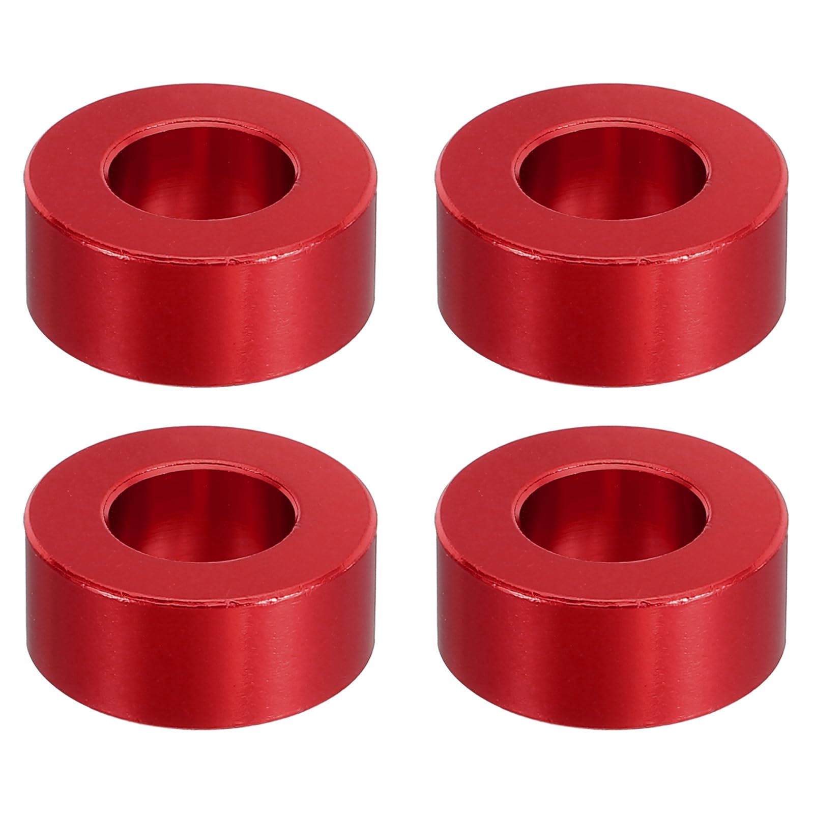 PATIKIL M10 Aluminum Spacer, 4 Pcs Metal Spacers Aluminum 10.5mm ID x 20mm OD x 8mm L Aluminum Spacer Screw Standoff Round for 2/5in or M10 Screw Bolt,Red