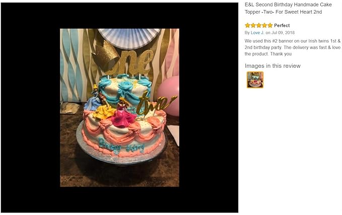 Amazon Com E L Second Birthday Handmade Cake Topper Two For