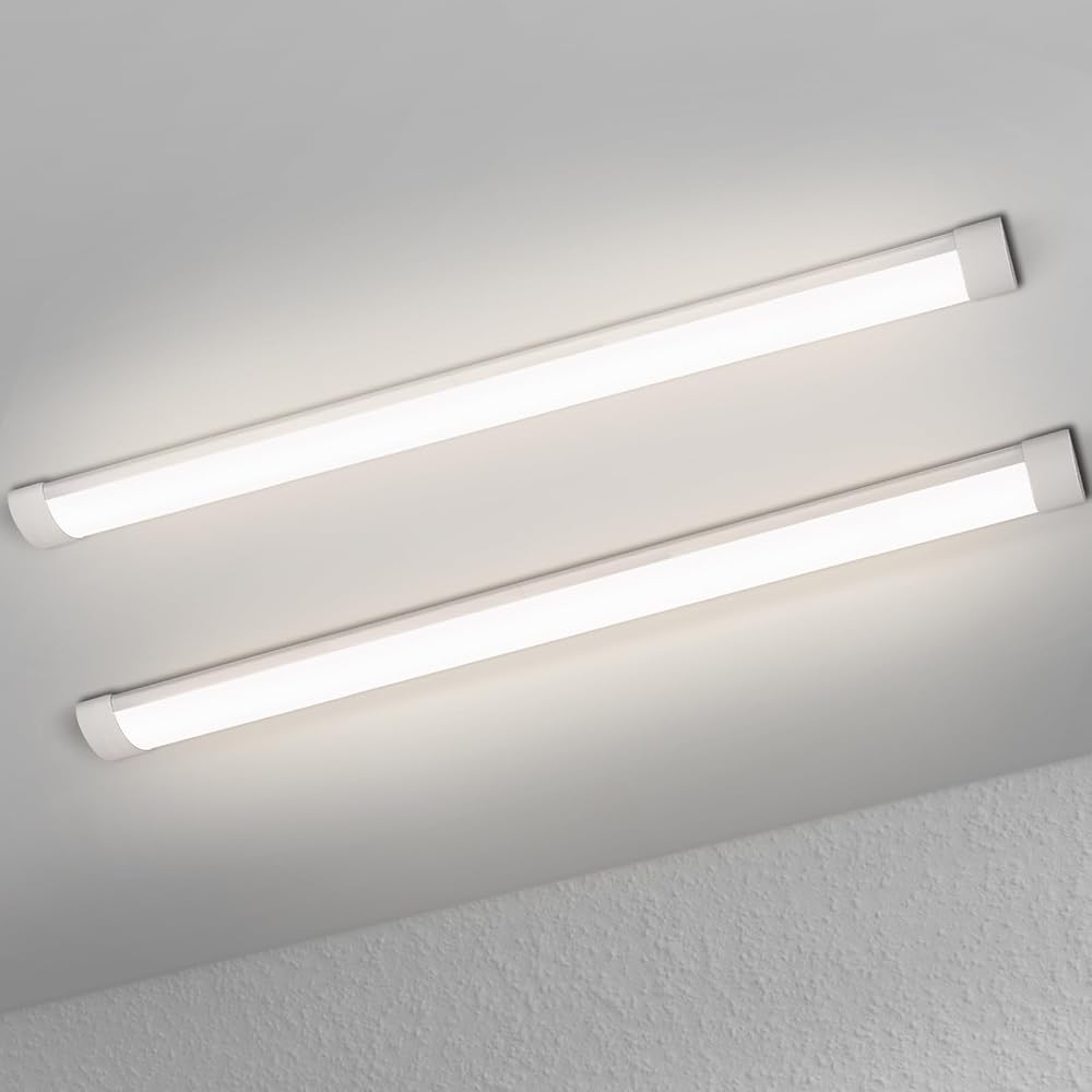 muzha 2 Packs LED Batten Light 5FT 50W 4000K 5000lm PC Body Low Profile