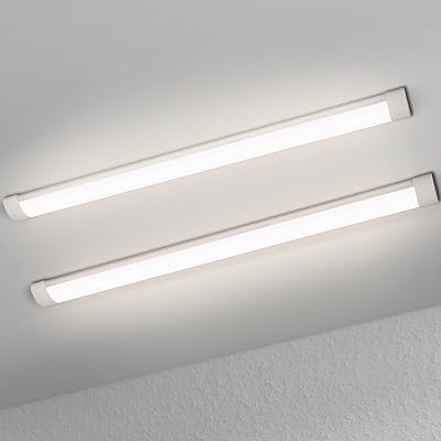 muzha 2 Packs LED Batten Light 5FT 50W 4000K 5000lm PC Body Low Profile