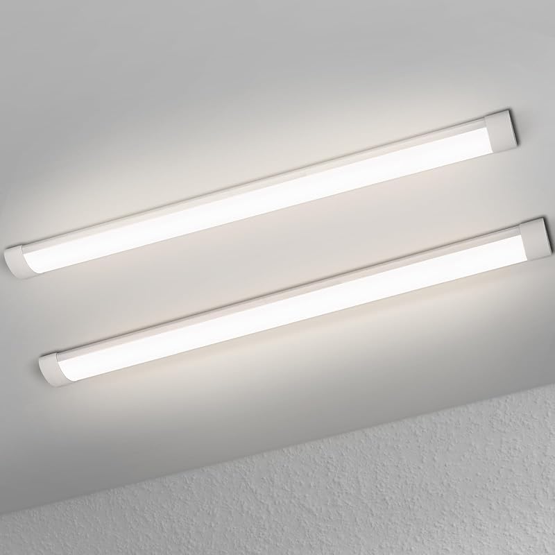muzha 2 Packs LED Batten Light 5FT 50W 4000K 5000lm PC Body Low Profile