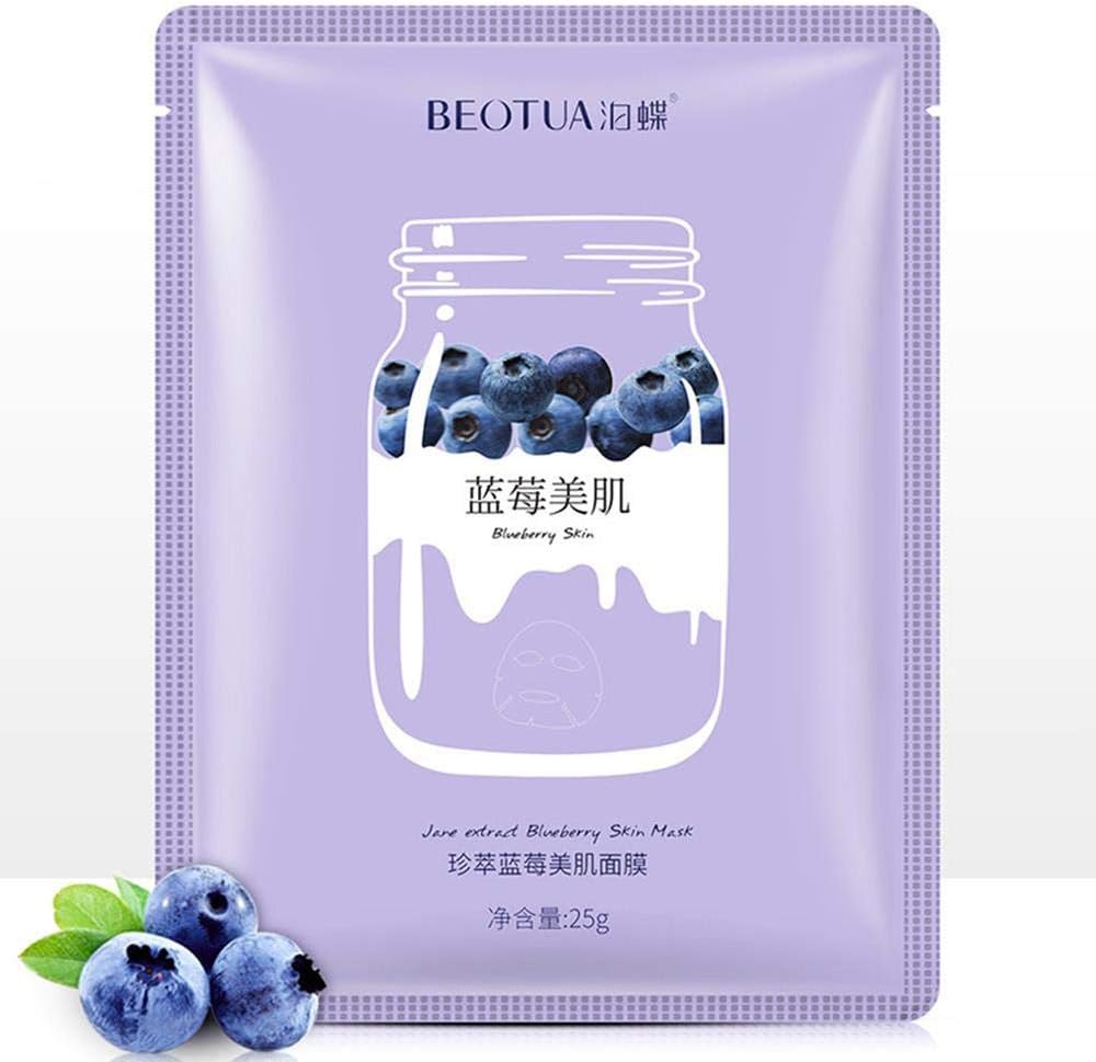 Strawberry Blueberry Avocado Cover Moisturizing Shrinking Pores Nourishing Oil Control Face Mask (Purple)