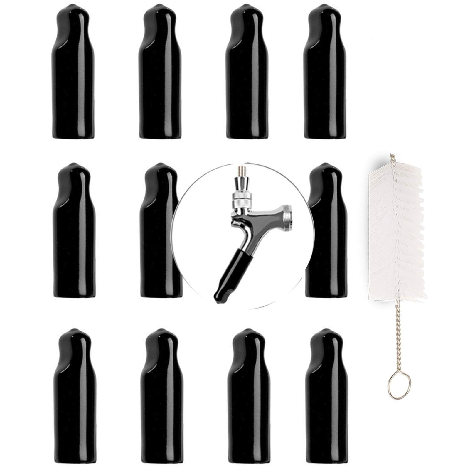 LEGERM Beer Tap Cover Draft Faucet Keg Caps Rubber Tap Soother Sanitary Nipple Cover with Brush 12+1 Pcs
