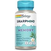 SOLARAY SharpMind Memory Formula - Brain Supplements for Memory and Focus - Cognivia, Gotu Kola & Chaga Mushroom Supplement - Ginkgo Biloba Alternative - 60-Day Guarantee - 30 Servings, 60 VegCaps