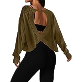 UNIANKIYA Open Back Workout Tops for Women Long Sleeve Cropped Athletic Clothes Gym Running Yoga Low Impact Sports T Shirts