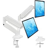 MOUNTUP Dual Monitor Stand for Desk, Monitor Arms for 2 Monitors Max 32 Inches, Height Adjustable Double Monitor Mount, VESA Mount with C-Clamp & Grommet Base, Holds 4.4-17.6lbs, White