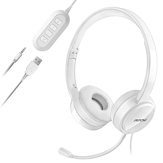 Mpow PC Headset, USB Headset & 3.5mm Chat Headset,Stereo Sound,Computer Headset mit Mikrofon,Telefon Headset für Skype Teamsp