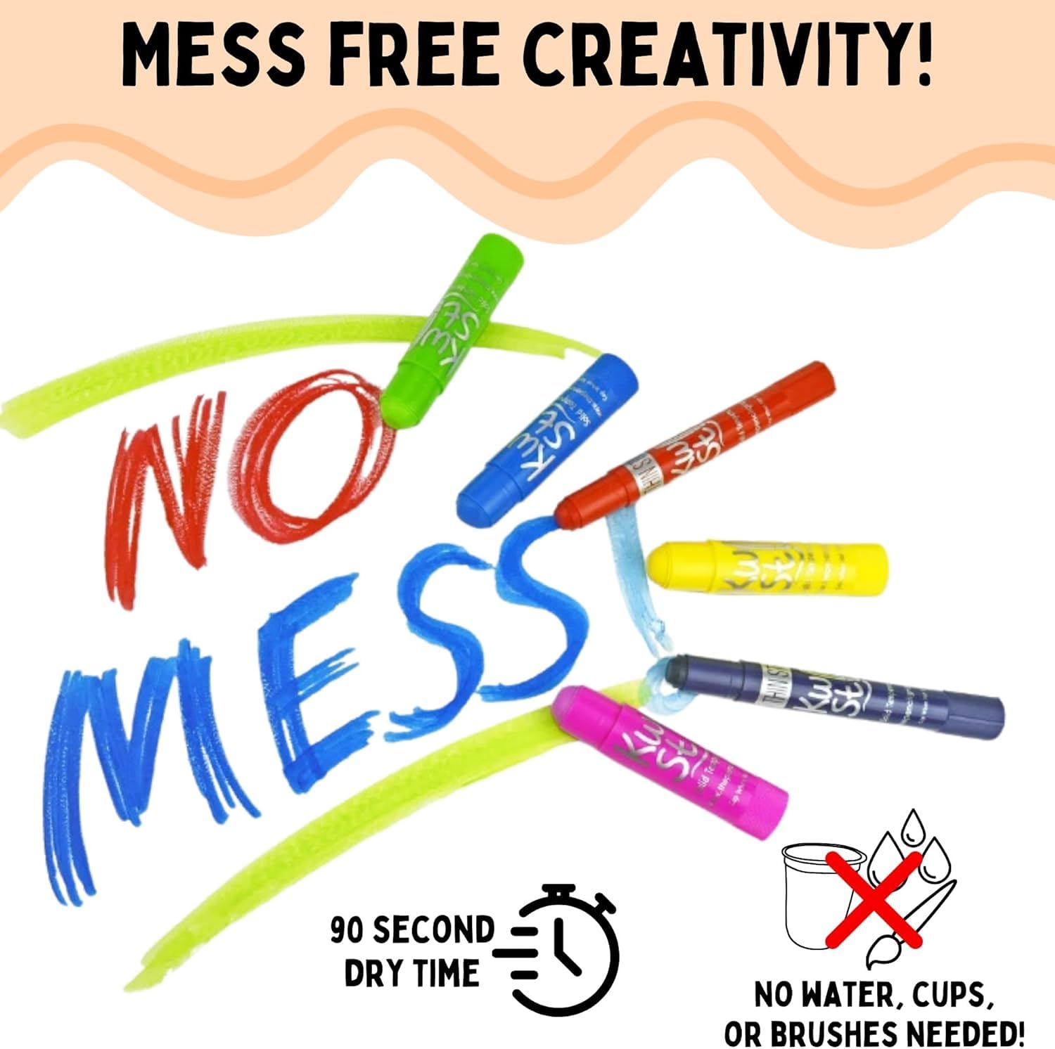 Kwik Stix Solid Tempera Paint Sticks, 12 Colors, Washable Paint Sticks for Kids, Super Quick Drying, Non-Toxic, Allergen Free, Comes in Classic Rainbow Colors, Ideal for Kids and Toddlers