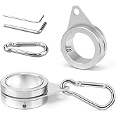 Loretoy 2 Pack Aluminum Alloy Flag Pole Rings, 360 Degree Rotating Flagpole Flag Mounting Rings Spinning Flag Pole Kit with Carabiner for 0.75-1.00 Inch Diameter Flagpole (&Phi; 1 inch, Silver)