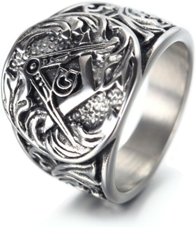 INMUINS Mens & Boys Retrol Masonic Titanium Steel Male Rings