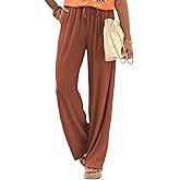 Samefar Womens Linen Pants Casual Summer Flowy Wide Leg Drawstring Palazzo Pants Work Business Trousers with Pockets