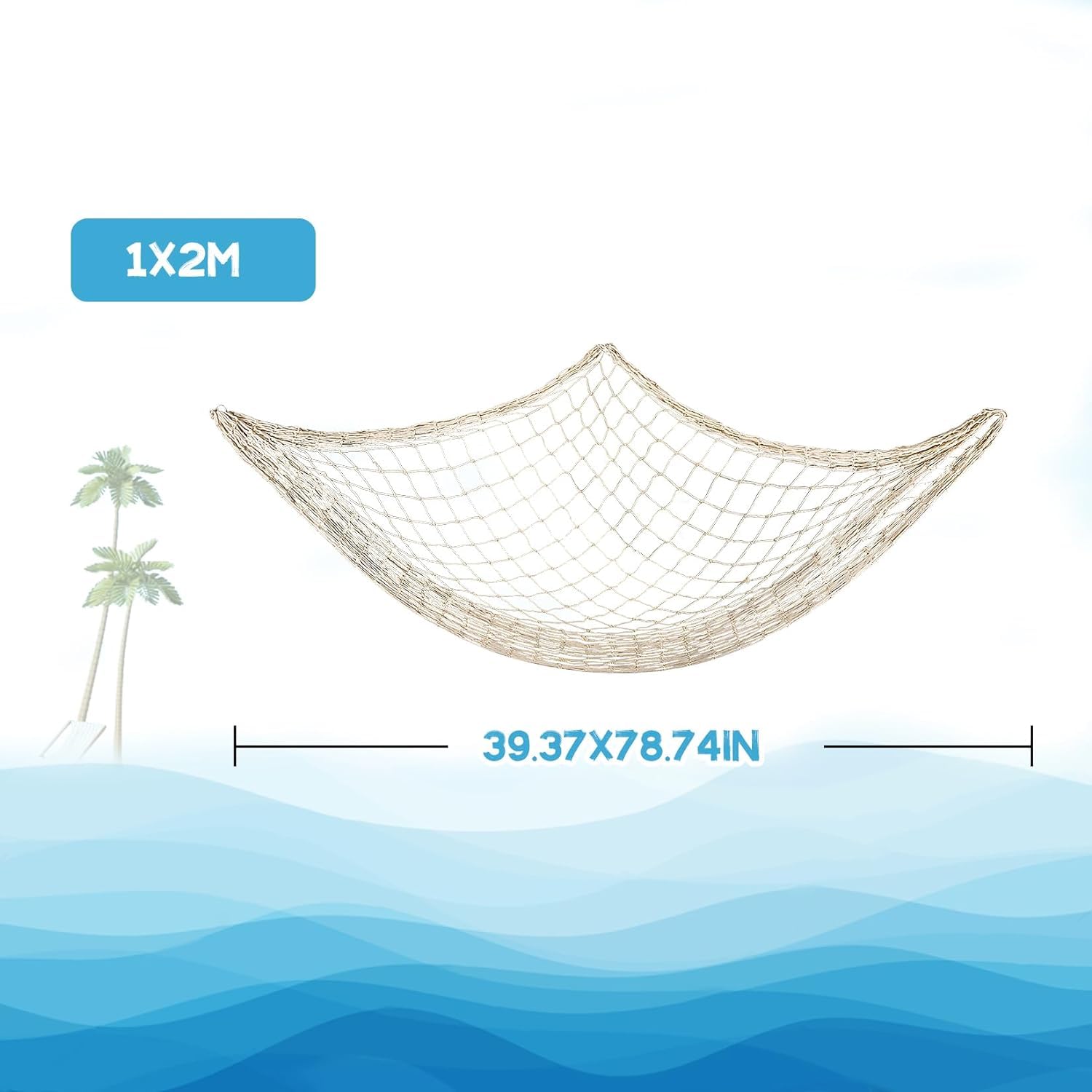 Sukh 2PCS Fish Net Decorative - Fish Net Decorations Decorative Netting Nautical Fishnet Table Runner Nets Netting Fishnet Ocean Party Rope Decoration