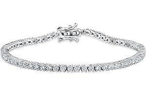 PORI JEWELERS Sparkling 925 Sterling Silver 2mm Cubic Zirconia Tennis Bracelet | Gold Bracelets for Women | Size 6.0-7.5 Inch