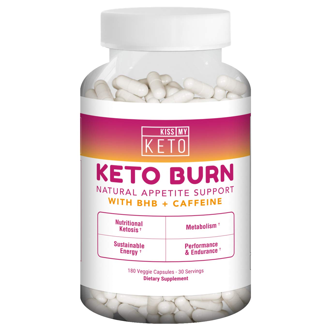 Kiss My Keto Burn Capsules – 180 Veggie Caps, Exogenous Ketones Capsules with BHB Salts as...