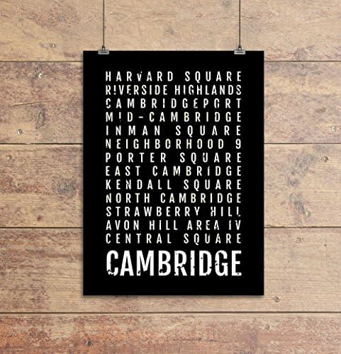 Cambridge Print - Neighborhoods - Subway Sign Poster, Wall Art, Décor, Canvas, Word Map, Gift, Bus Scroll, Typography, Minimal, Custom, Personalized