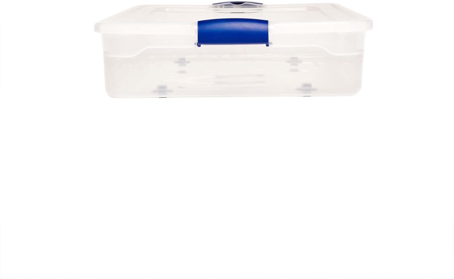 Homz Plastic Underbed Storage, Stackable Storage Bins with Blue Latching Handles, 60 Quart, Clear, 2-Pack: Home & Kitchen