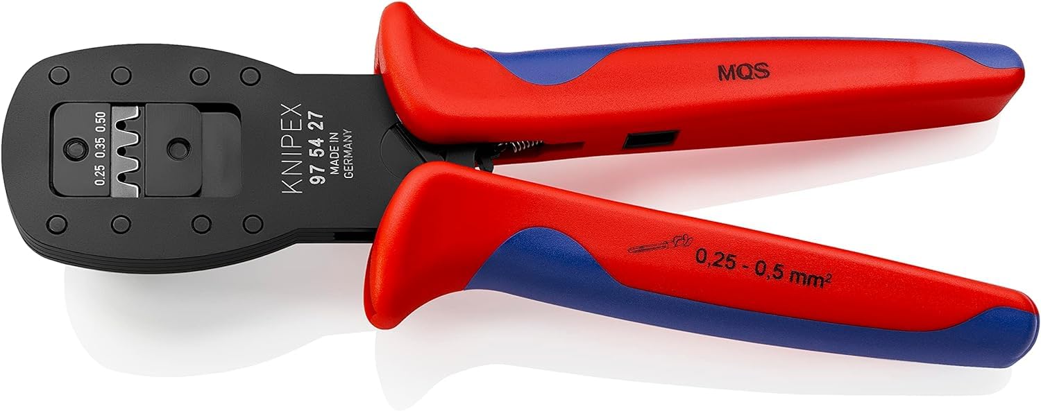 KNIPEX 97 K97 54 27 Plier for MQS Connectors with Parallel Crimping, Multi-Colour, 0.25/0.35/0.5 mm