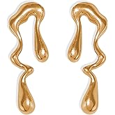 T-ztoss Gold Teardrop Earrings for Women Large Irregular Geometric Studs Earrings Lightweight Big Water drop Earrings Statement Jewelry for Women Girls