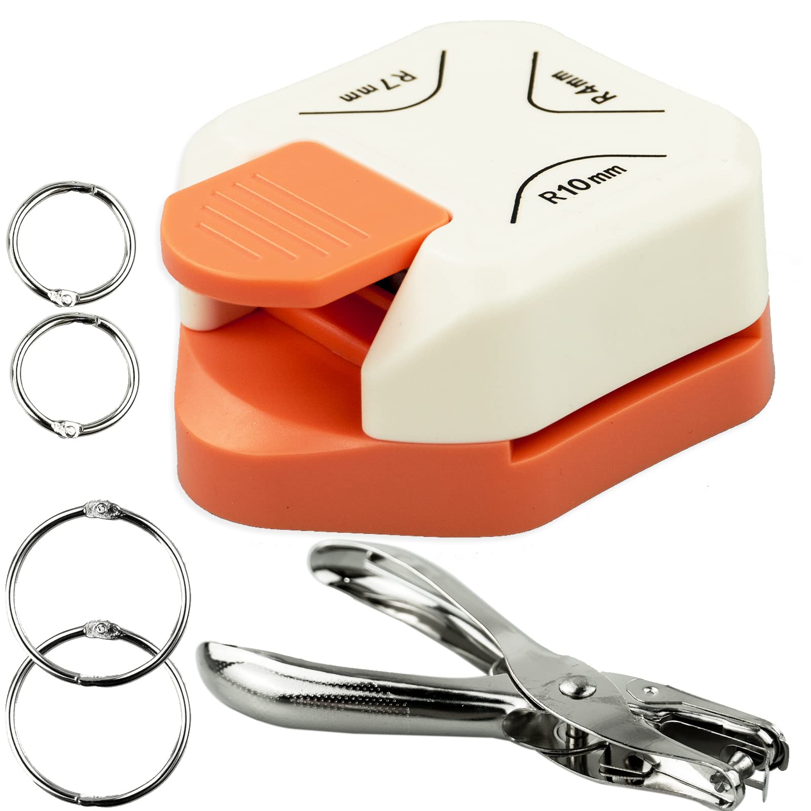 3 in 1 Corner Rounder Punch, Hole Punch 3Way Corner Cutter with Hole Paper Puncher and Loose Leaf Binder Ring, Laminate, DIY Crafts, Card Making and Scrapbooking Crafting Handmade