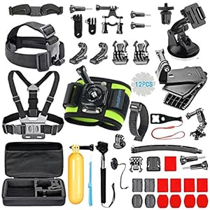 SmilePowo Outdoor Sports Camera Accessories for GoPro Hero 5 / Session 5/4/3/2/1,AKASO,SJCAM, Carrying Case,Camera Bundle (51-in-1）