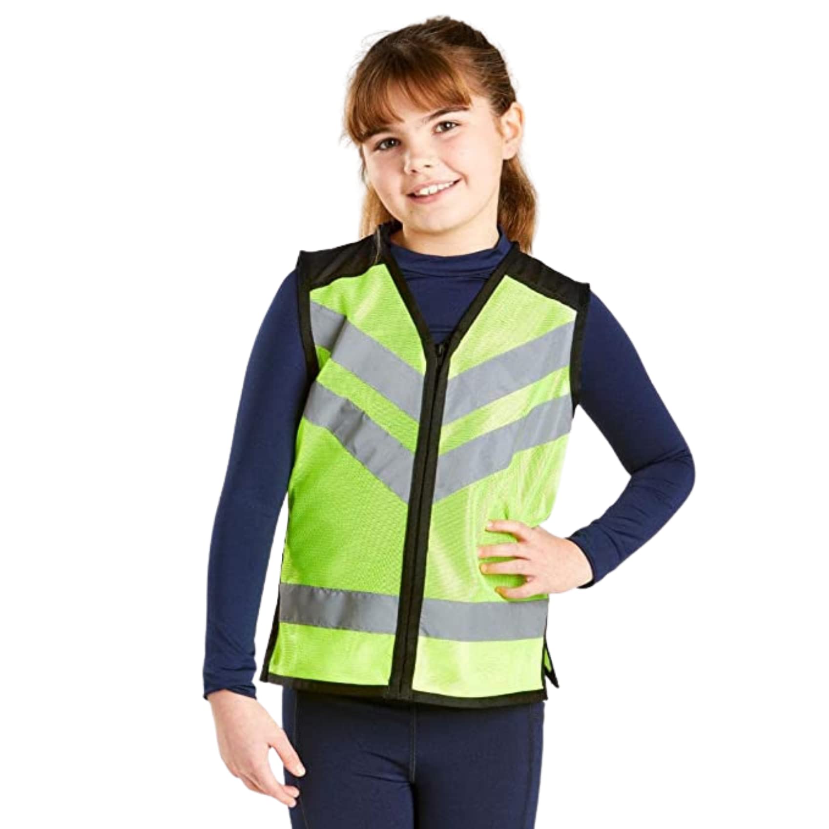 Harry Hall Hi Vis Vest for Kids Children with Internal Pocket Boys Girls Unisex Reflective Fluorescent Yellow High Viz Tabard | Safety Equipment for Equestrian Horse Riding | Size: Large