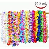 Joyin Toy 36 Counts Tropical Hawaiian Luau Flower Lei Party Favors (3 Dozen)