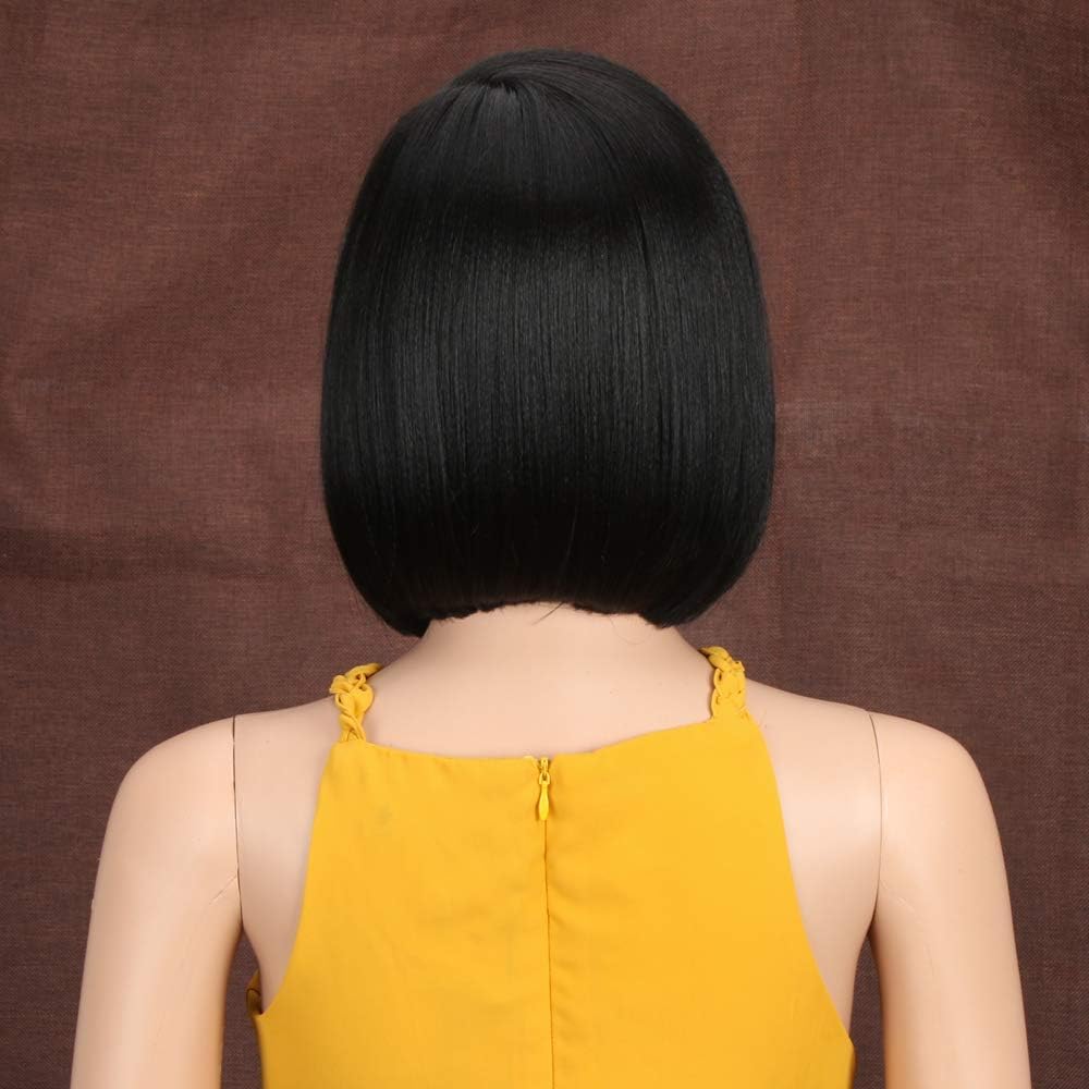 Style Icon Lace Front Bob Wig with Hand-Tied Lace, Natural Hairline, Synthetic Wig for Women Blunt Cut, Black, 9 inch - Image 5
