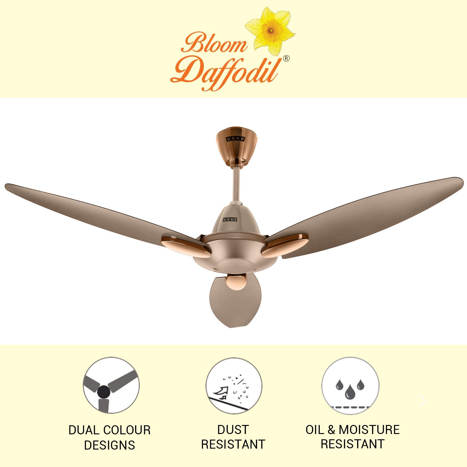 Buy Usha Bloom Daffodil Goodbye Dust Ceiling Fan 1250mm Sparkle