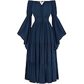Scarlet Darkness Renaissance Dress Women Long Sleeve Off The Shoulder Dress Flowy Maxi Dresses