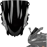 PSLER Windshield Windscreen Deflector for YZF R3 R25 2019-2025 Black | Double bubble design deflects wind over the rider, reducing blast, fatigue, and highway noise.