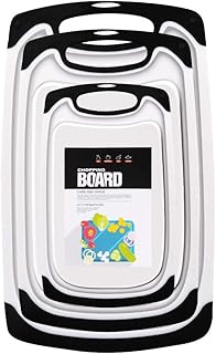 Set 3-teilig Innovatives Schneidebrett,Kunststoff-Schneidebretter, Küchen-Schneidebretter, größere Schneidematte, wendbar, leicht, kein BPA, spülmaschinenfest. (Black)