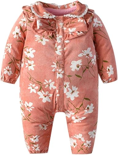Amazon Com Toddler Winter Jumpsuit Fineser Newborn Infant Baby Girls Boys Cotton Romper Floral Ruffle Jumpsuit Playsuit Outfits 0 24m Clothing