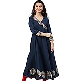 Yash Gallery Women's Cotton Slub Patch Work Angrakha Kurta for Summer