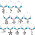 SUNNYCLUE 12-Piece Wine Glass Charms - Gold Glass Ball Identifiers For Fall, Thanksgiving & Parties