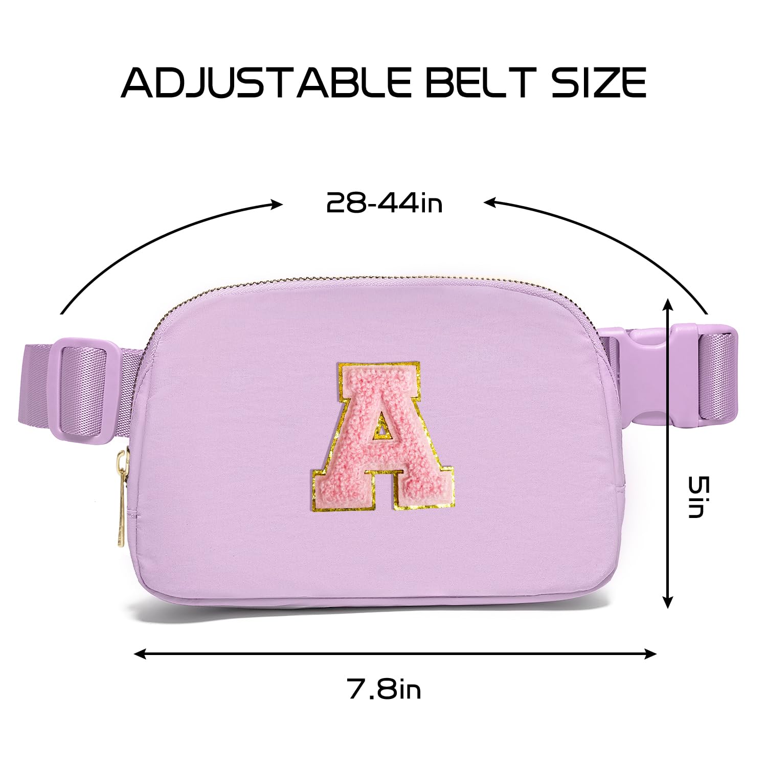 Gitus Initial Belt Bag Fanny Pack Crossbody Bag for Girls Birthday Gifts Age 8-10 Teen Girl Gifts Trend Stuff Personalized Letter Gifts for Daughter Sister (Lavender-A)