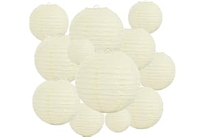 ZANKUBOM 20Pcs Cream Paper Lanterns for Parties, 6” 8” 10” 12” Chinese Asian Hanging Round Paper Lanterns for Birthday Wedding Halloween Christmas Home Decor Party Decor