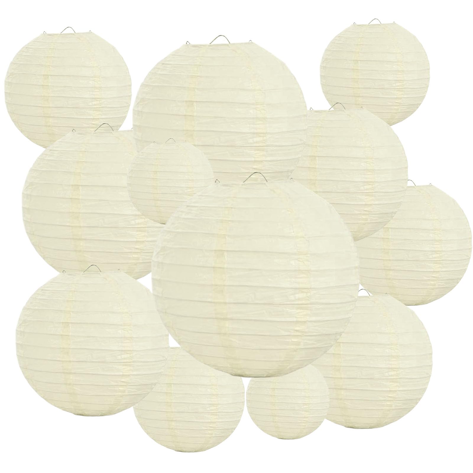 Photo 1 of 20Pcs Cream Paper Lanterns for Parties, 6” 8” 10” 12” Chinese Asian Hanging Round Paper Lanterns for Birthday Wedding Halloween Christmas Home Decor Party Decor