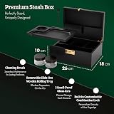 UkGlass Large Bamboo Wooden Stash Box with Combination Lock and Rolling Tray view 9