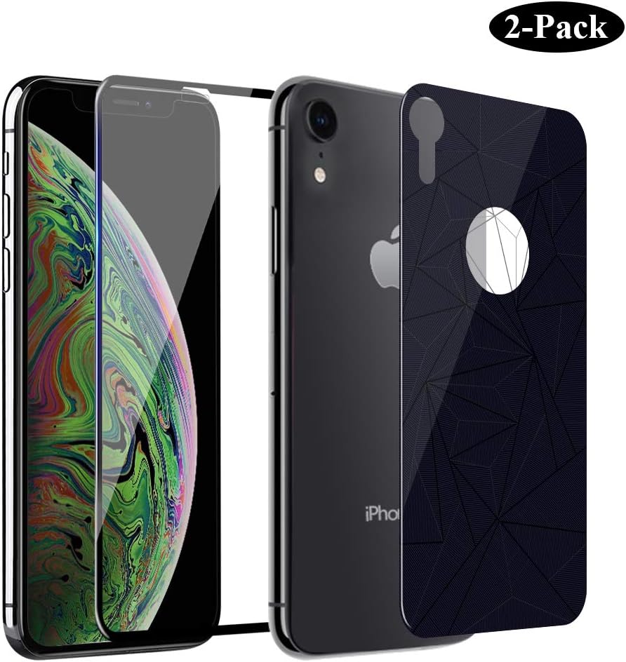 GAHOGA iPhone XR Front and Back Screen Protector Full Coverage Tempered Glass + 9H Hardness Back Premium Glass Double Protection[Anti-Scratch][Case Friendly] for iPhone XR