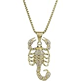 Joddfly Scorpion Pendant Necklace, 18K Gold Plated, Crystal Zircon, Hip Hop Style, 23.6+1.97inches