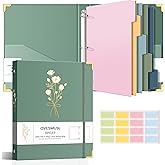 Aesthetic 3 Ring Binder 1 Inch Cute Three Round Rings Binders with Dividers Suitable for 8.5 x 11 Letter Size Paper Loose Leaf Binder with 2 Pockets for School Work
