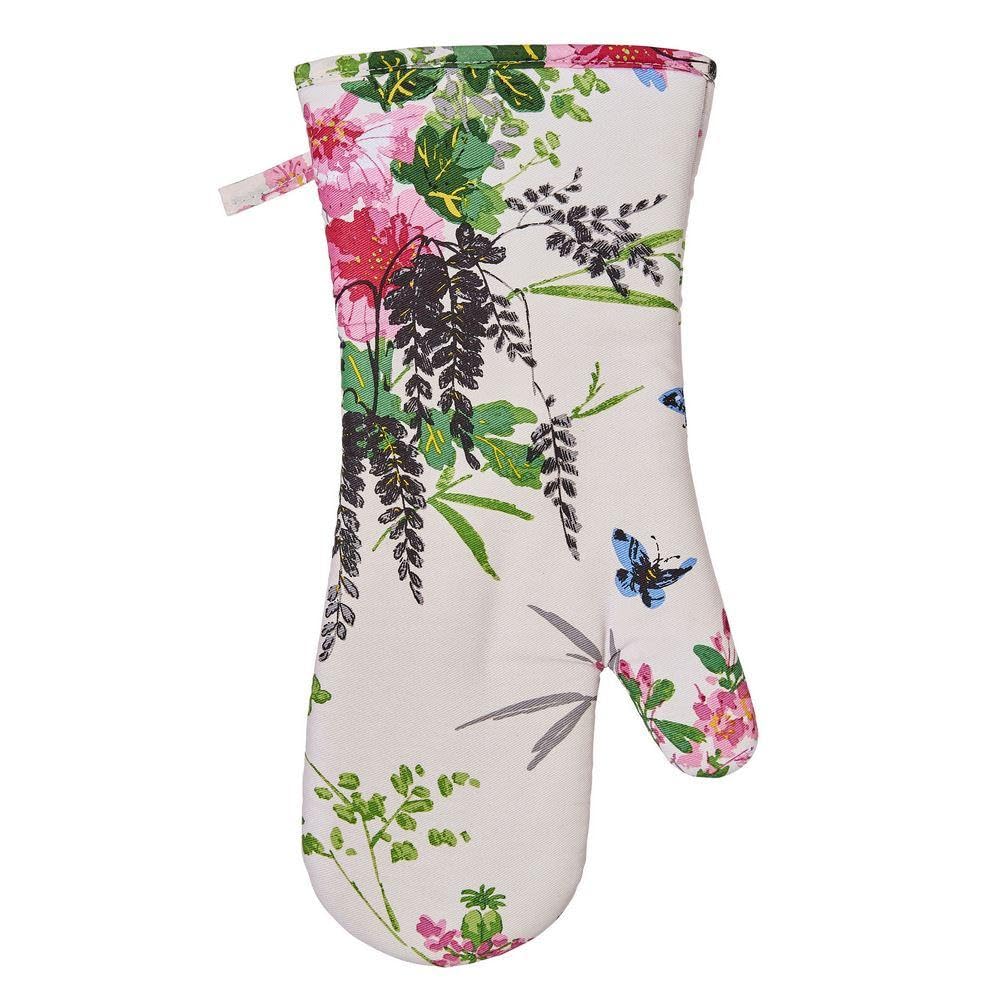 Ulster Weavers - Watercolour Floral & Butterfly Gauntlet Oven Glove (37 x 20cm) - 100% Cotton - 1 Qty - Butterfly Oven Glove Heat Resistant - Watercolour Oven Glove with Flowers - Kitchen Accessories