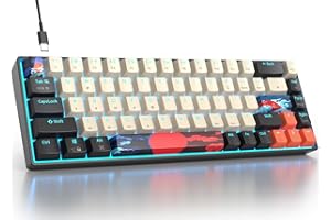 Fogruaden RGB Wired 60% Percent Keyboard Mechanical, 68 Keys Gaming Keyboard 60 Percent with Red Switch, Small Compact Mechanical Keyboard for Win/Mac Laptop PC Gamer (Carbon/68)