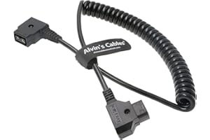 Alvin's Cables D Tap Male to Dtap Female Coiled Extension Cable for DSLR Rig Anton Bauer Battery
