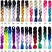 Forevery Braiding Hair Synthetic Ombre Hair Braiding Extensions High Temperature Fiber Crochet Twist Braids Black to Cyan Ombre Color (24