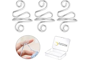 Juszok 3Pcs Handmade Crochet Tension Ring, Adjustable Companion Knitting Ring with Box Gifts for Crocheters Women (Silver)