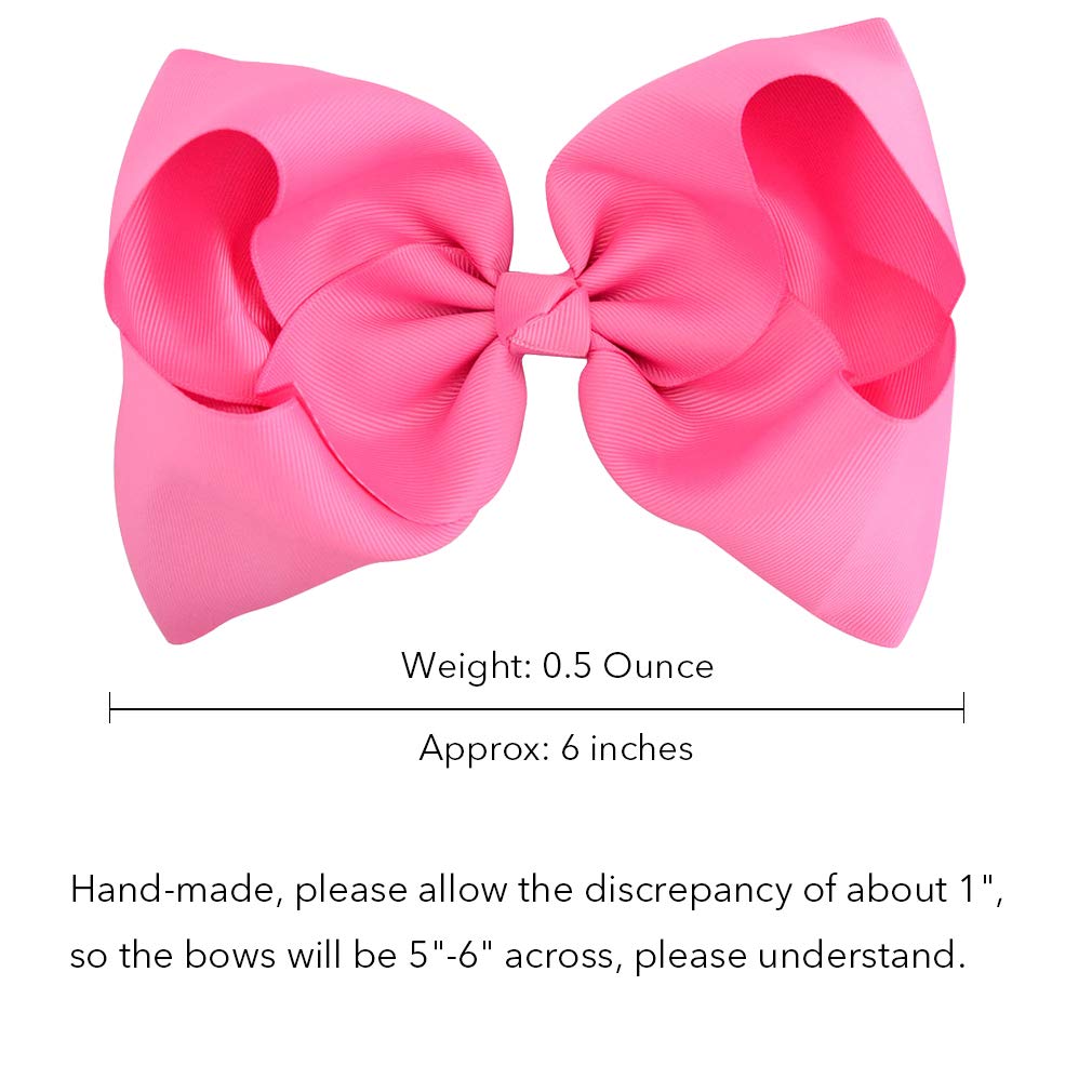 DEEKA 20 PCS Multi-colored 6" Hand-made Grosgrain Ribbon Hair Bow Alligator Clips Hair Accessories for Little Girls : Beauty
