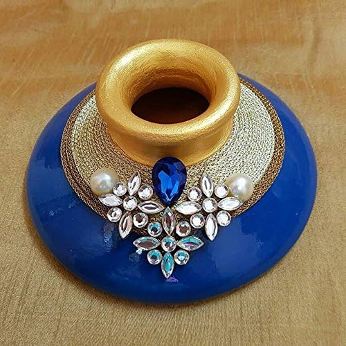 Terracotta Vase (Blue), Mehndi, Home, Party, Centerpiece, Diwali, Navratri
