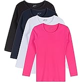 Brix Baby Toddler Girls' Long Sleeve - Tees Crew Neck Cotton Flexy 4 - Pack Ts.